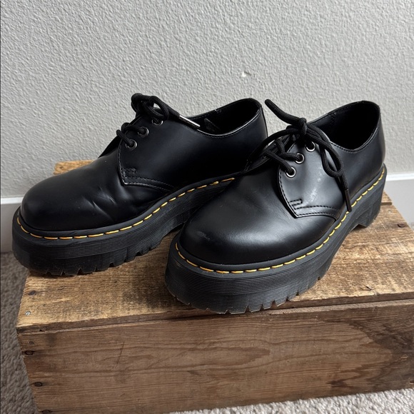 Dr Martin 1461 Smooth Leather Platform Shoes Black size women’s 8 - Picture 4 of 7